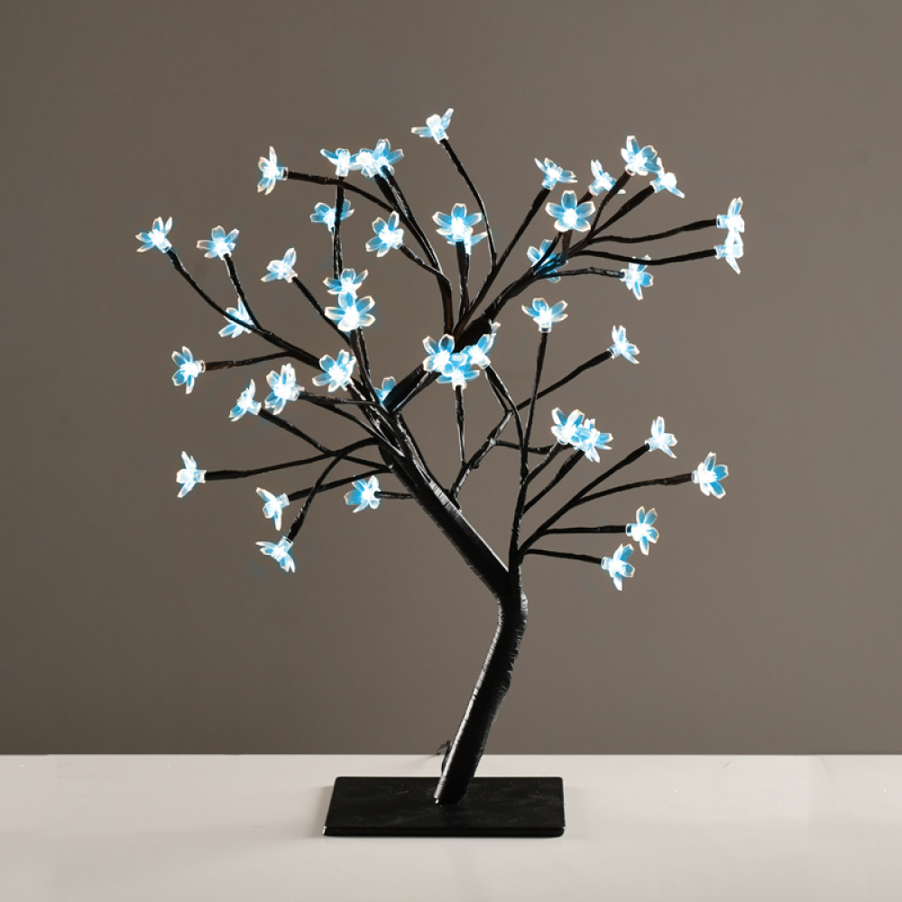 ^ TREE WITH FLOWERS OF SILICONE  36LED ΛΑΜΠΑΚ ΜΕ ΑΝΤΑΠΤΟΡΑ(24V DC)ΜΠΛΕ IP20 45cm 3m ΜΑΥΡΟ ΚΑΛΩΔΙΟ  -X1036641